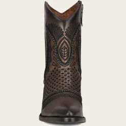 Women Cuadra Ankle Boots & Booties-Artisan Embroidered Brown Leather Bootie