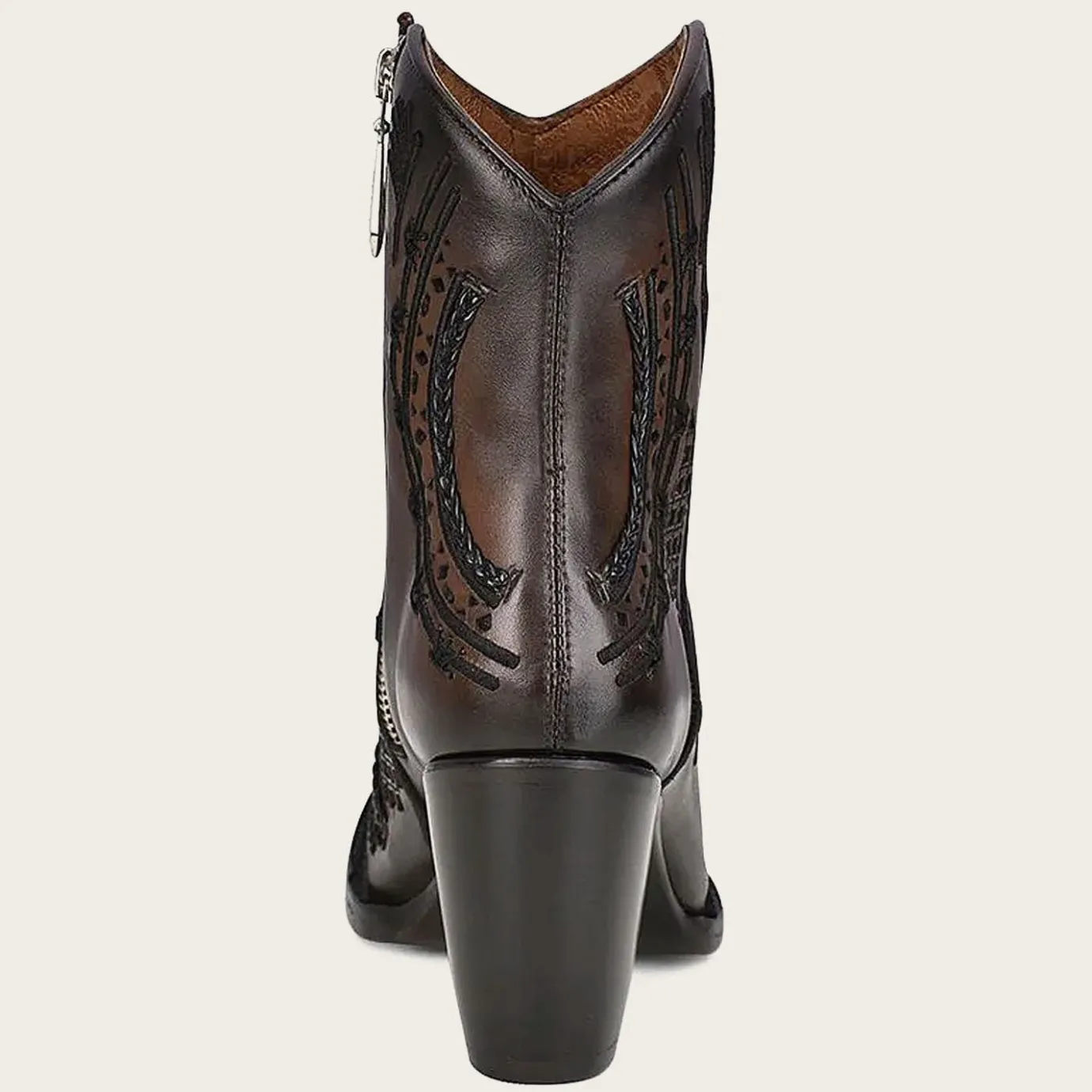 Women Cuadra Ankle Boots & Booties-Artisan Embroidered Brown Leather Bootie