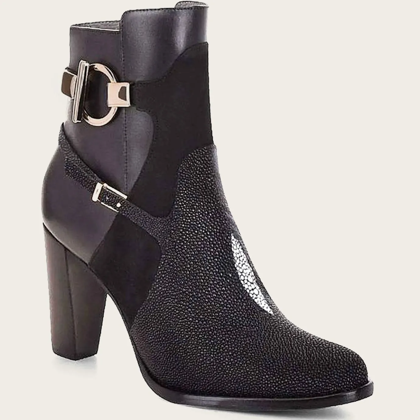 Women Cuadra Ankle Boots & Booties-Black Ankle Boots In Genuine Stingray Leather