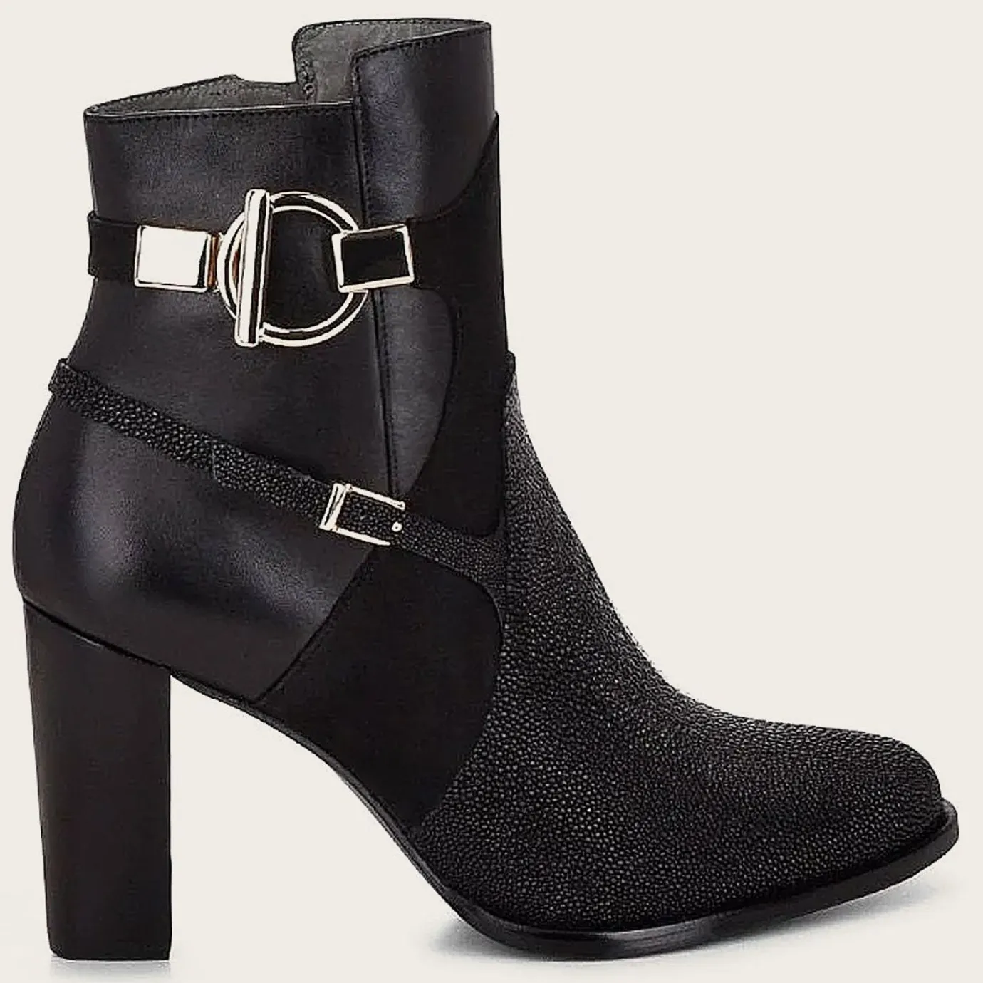 Women Cuadra Ankle Boots & Booties-Black Ankle Boots In Genuine Stingray Leather
