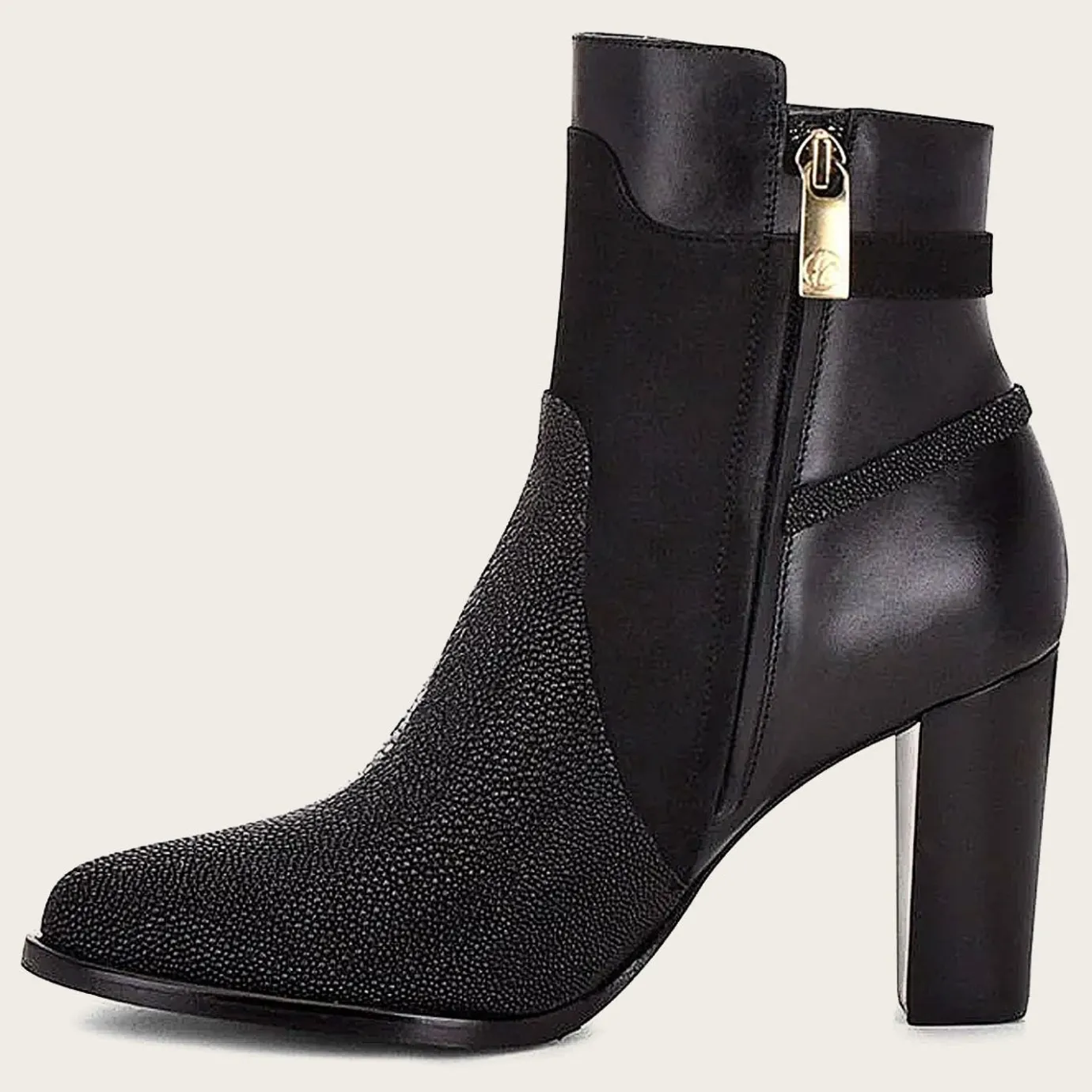 Women Cuadra Ankle Boots & Booties-Black Ankle Boots In Genuine Stingray Leather