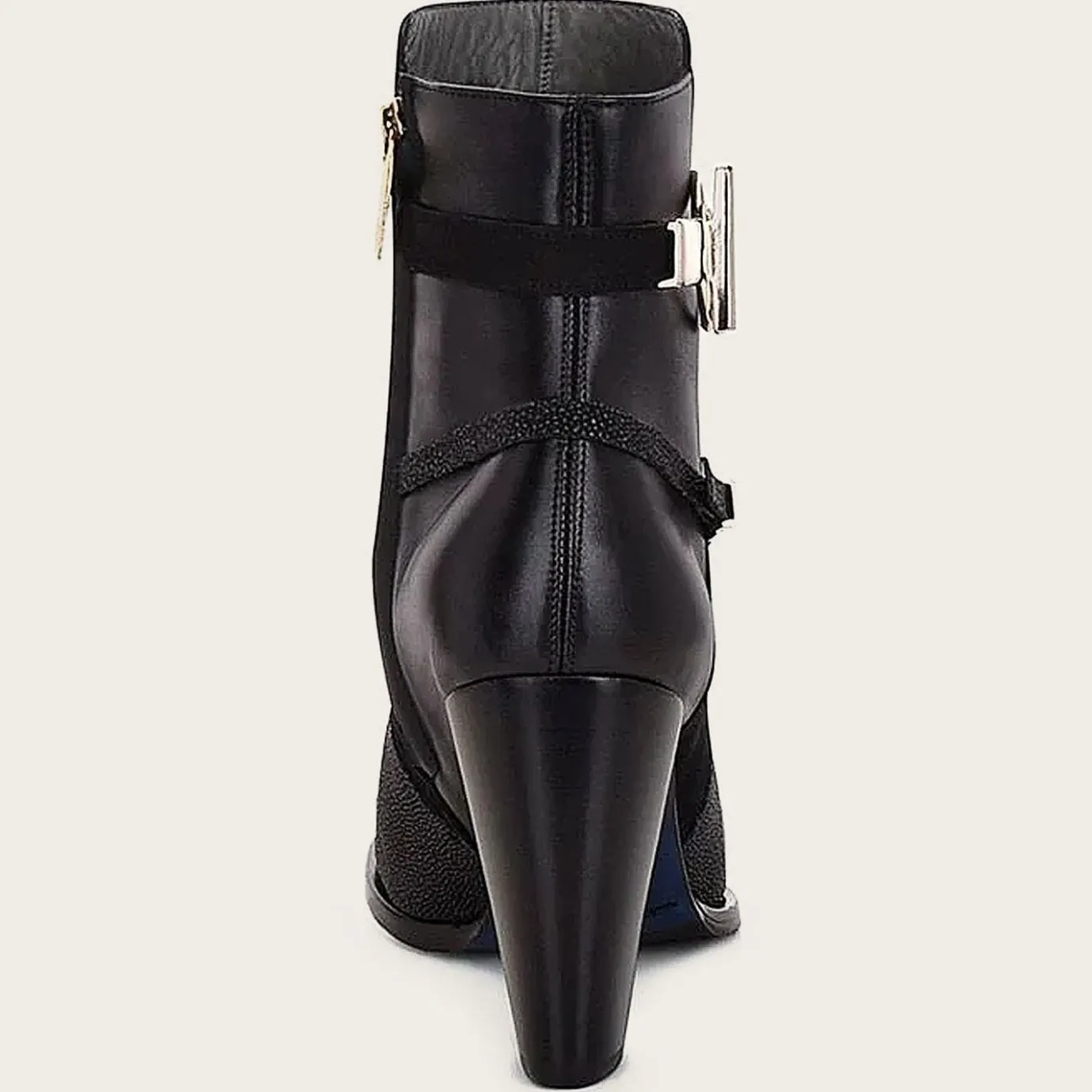 Women Cuadra Ankle Boots & Booties-Black Ankle Boots In Genuine Stingray Leather