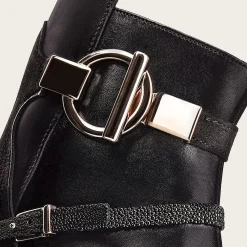 Women Cuadra Ankle Boots & Booties-Black Ankle Boots In Genuine Stingray Leather