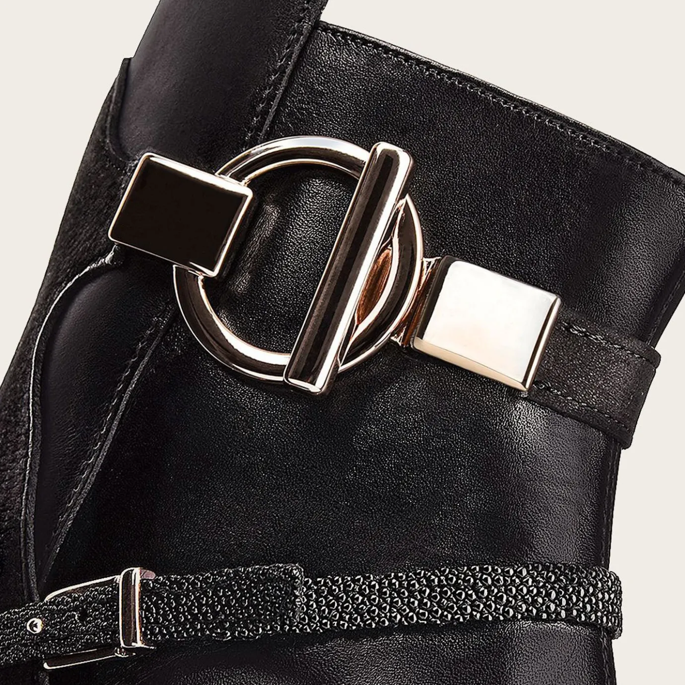 Women Cuadra Ankle Boots & Booties-Black Ankle Boots In Genuine Stingray Leather