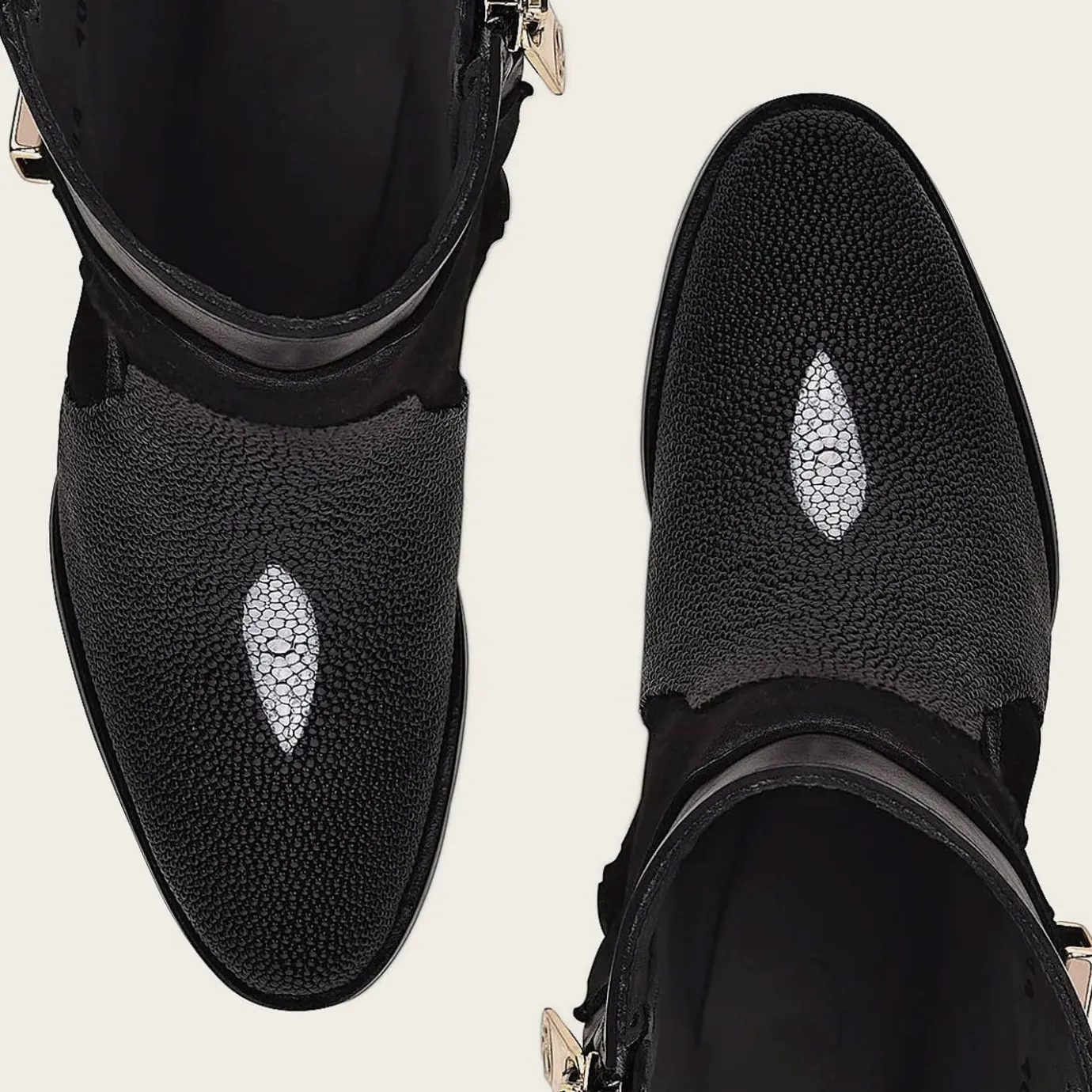 Women Cuadra Ankle Boots & Booties-Black Ankle Boots In Genuine Stingray Leather