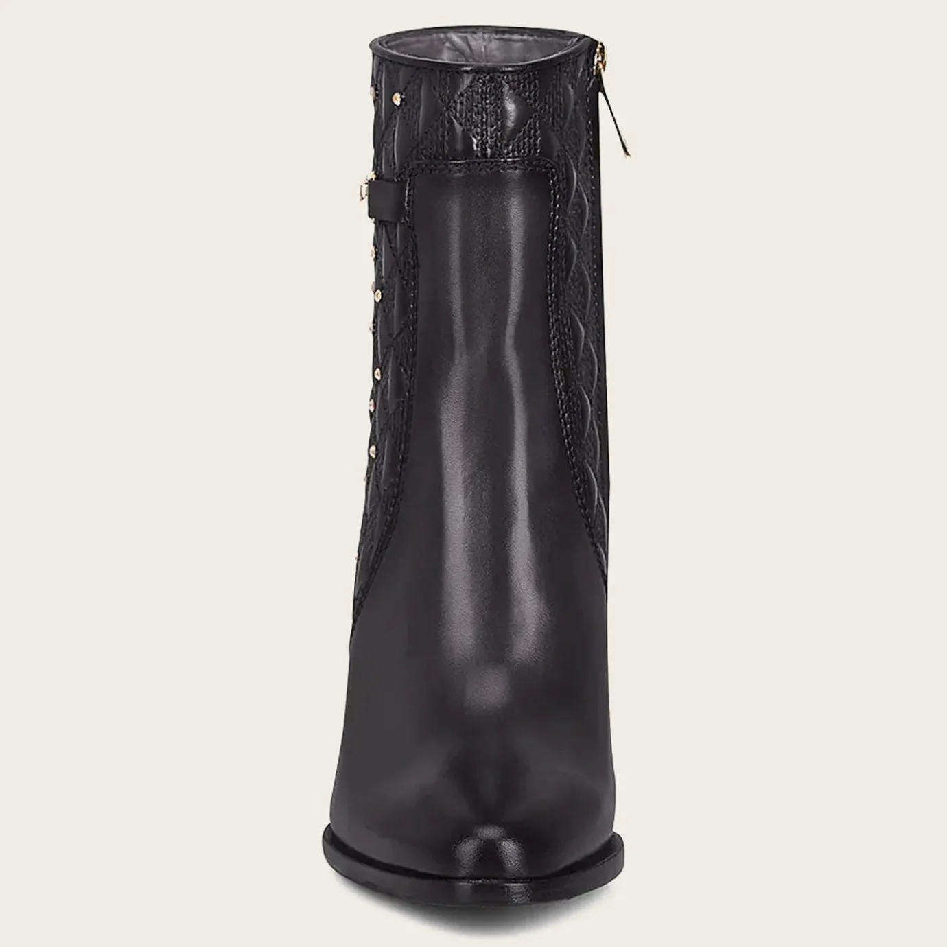 Women Cuadra Ankle Boots & Booties-Black Booties For Women. Made Of Leather With Geometric Details And Austrian Crystals