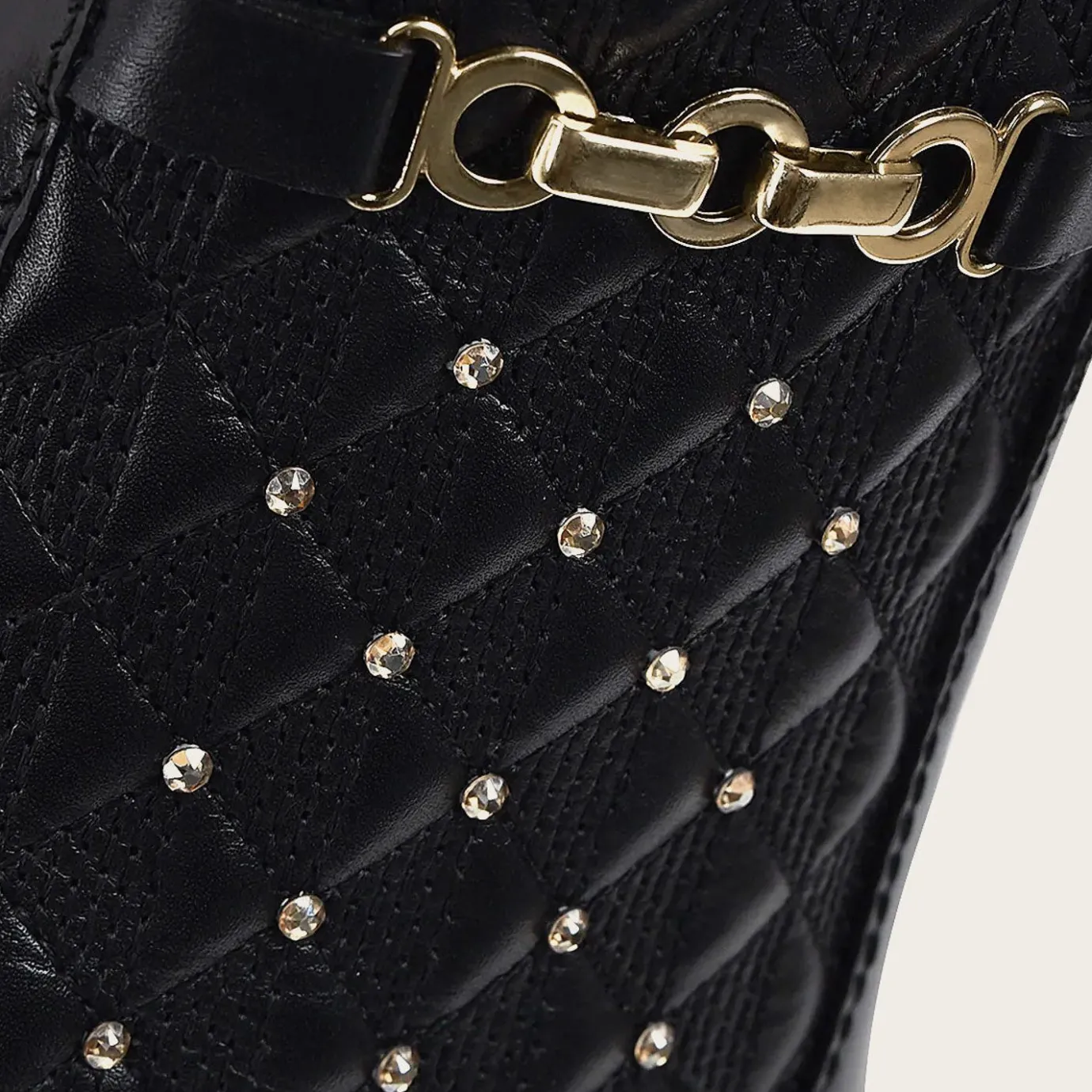 Women Cuadra Ankle Boots & Booties-Black Booties For Women. Made Of Leather With Geometric Details And Austrian Crystals