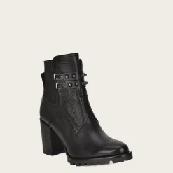 Women Cuadra Ankle Boots & Booties-Black Combined Leather Urban Ankle Bootie With Crystals