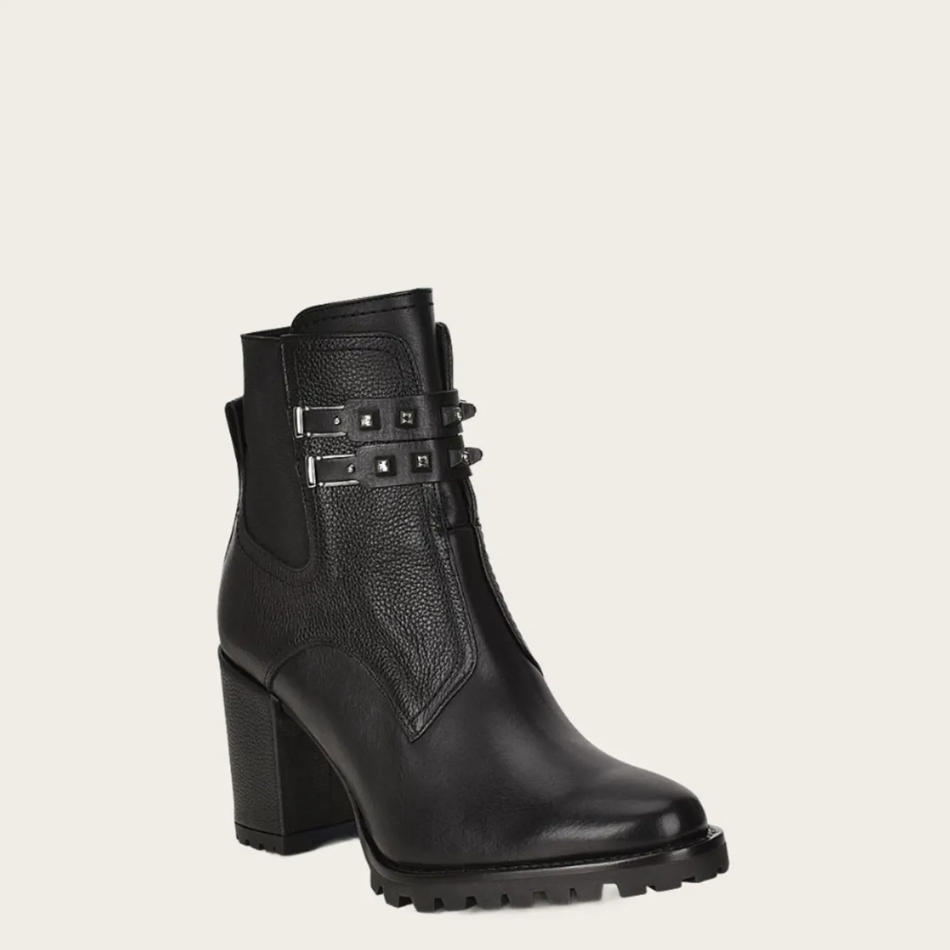 Women Cuadra Ankle Boots & Booties-Black Combined Leather Urban Ankle Bootie With Crystals