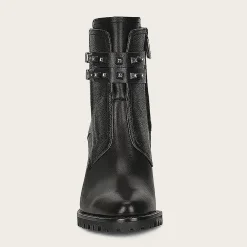 Women Cuadra Ankle Boots & Booties-Black Combined Leather Urban Ankle Bootie With Crystals