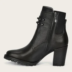 Women Cuadra Ankle Boots & Booties-Black Combined Leather Urban Ankle Bootie With Crystals