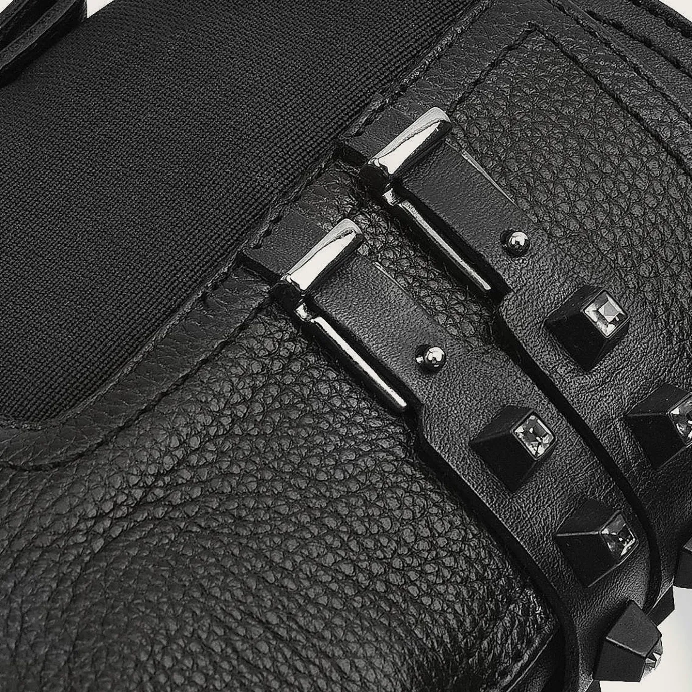 Women Cuadra Ankle Boots & Booties-Black Combined Leather Urban Ankle Bootie With Crystals