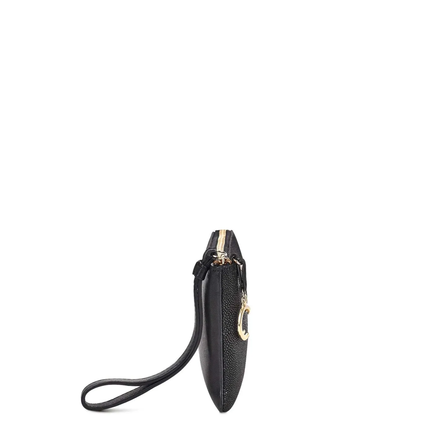 Women Cuadra Wallets-Black Coin Wristlet For Women With Hanging Monogram