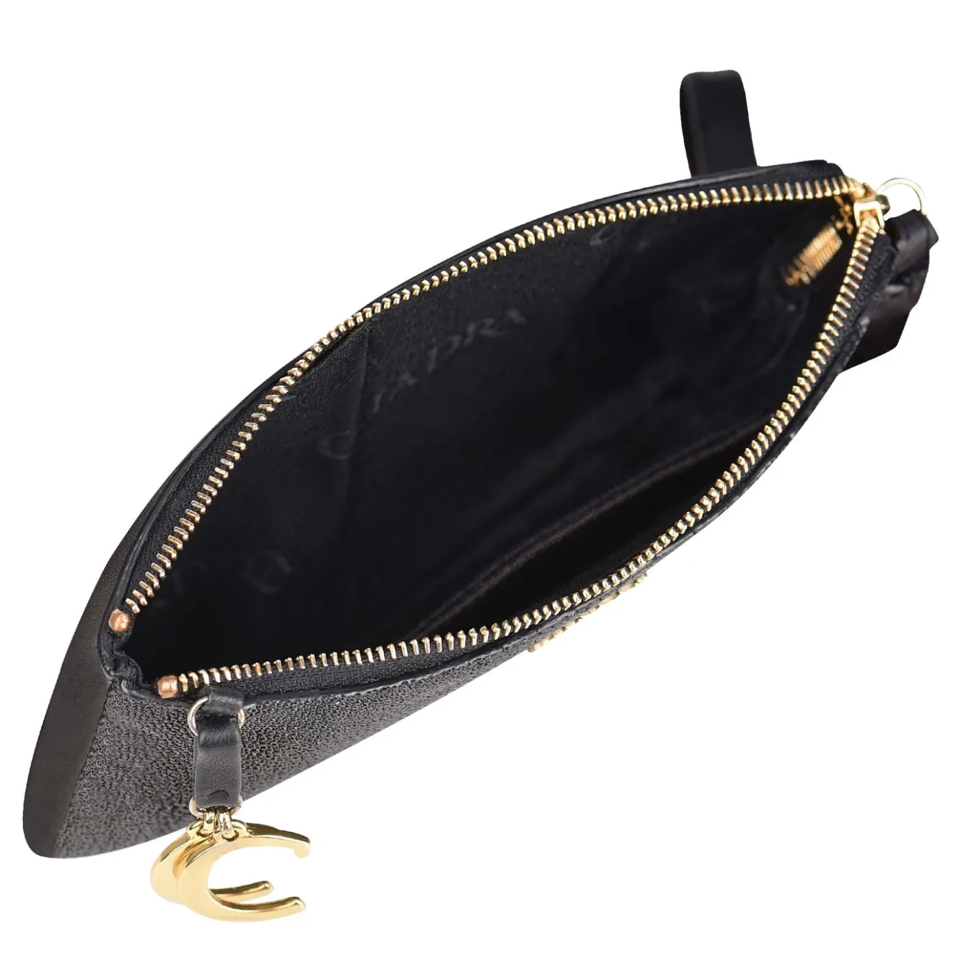 Women Cuadra Wallets-Black Coin Wristlet For Women With Hanging Monogram