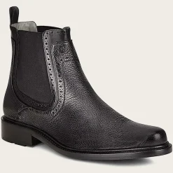 Men Cuadra Dress Boots-Black Deer Leather Chelsea Boots By Franco