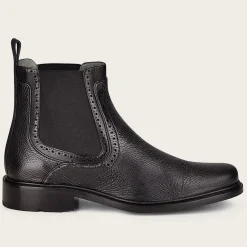 Men Cuadra Dress Boots-Black Deer Leather Chelsea Boots By Franco