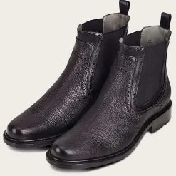 Men Cuadra Dress Boots-Black Deer Leather Chelsea Boots By Franco