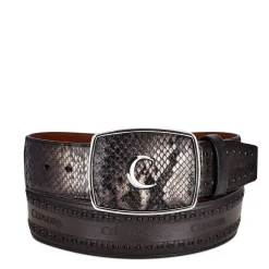 Men Cuadra Belts-Black Engrave Python Leather Western Belt