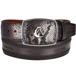 Men Cuadra Belts-Black Engrave Python Leather Western Belt