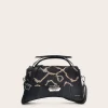 Women Cuadra Top Handle & Satchel Bags-Black Exotic Leather Asymmetrical Handbag