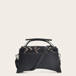 Women Cuadra Top Handle & Satchel Bags-Black Exotic Leather Asymmetrical Handbag