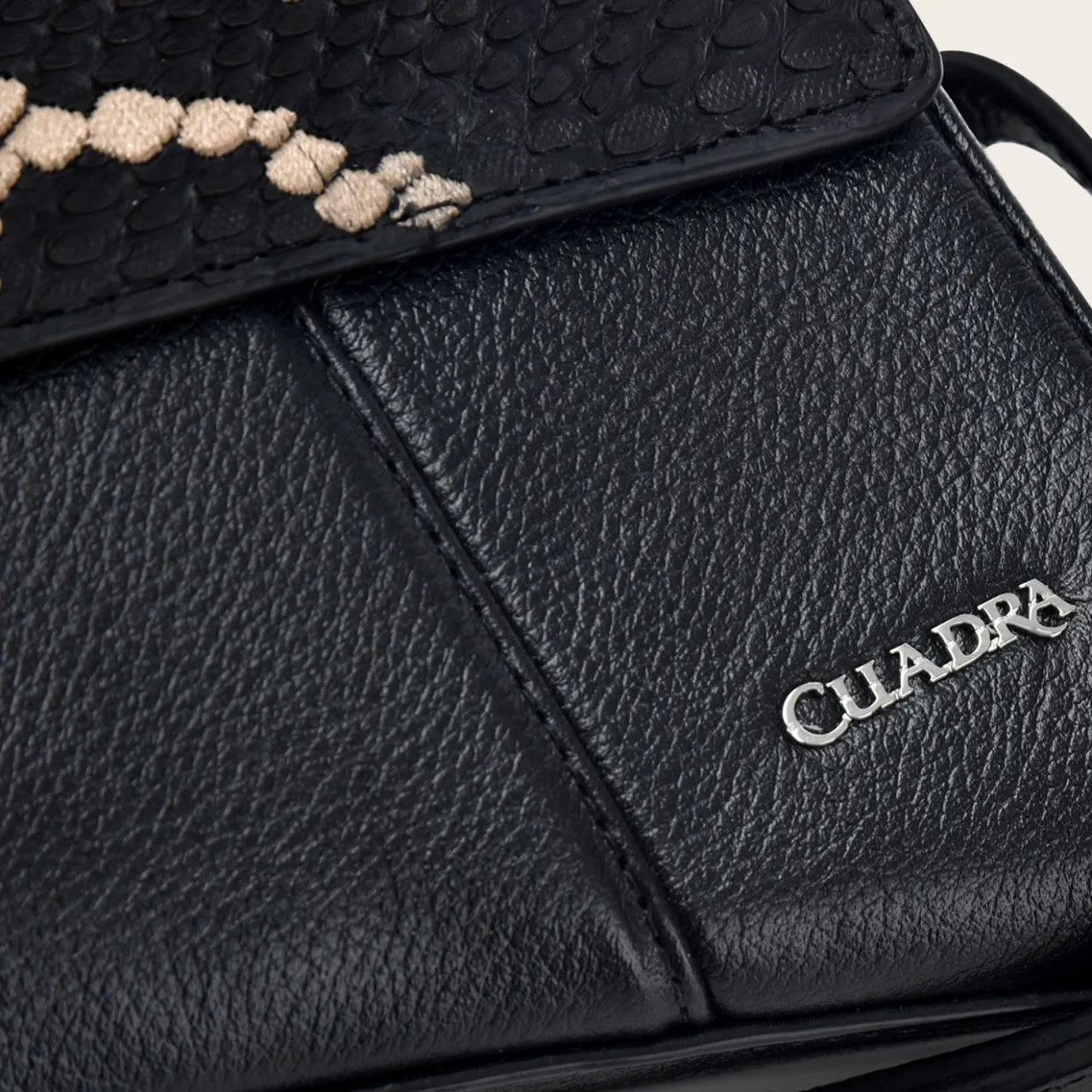 Women Cuadra Top Handle & Satchel Bags-Black Exotic Leather Asymmetrical Handbag