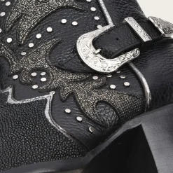 Women Cuadra Ankle Boots & Booties-Black Exotic Leather Booties For Women