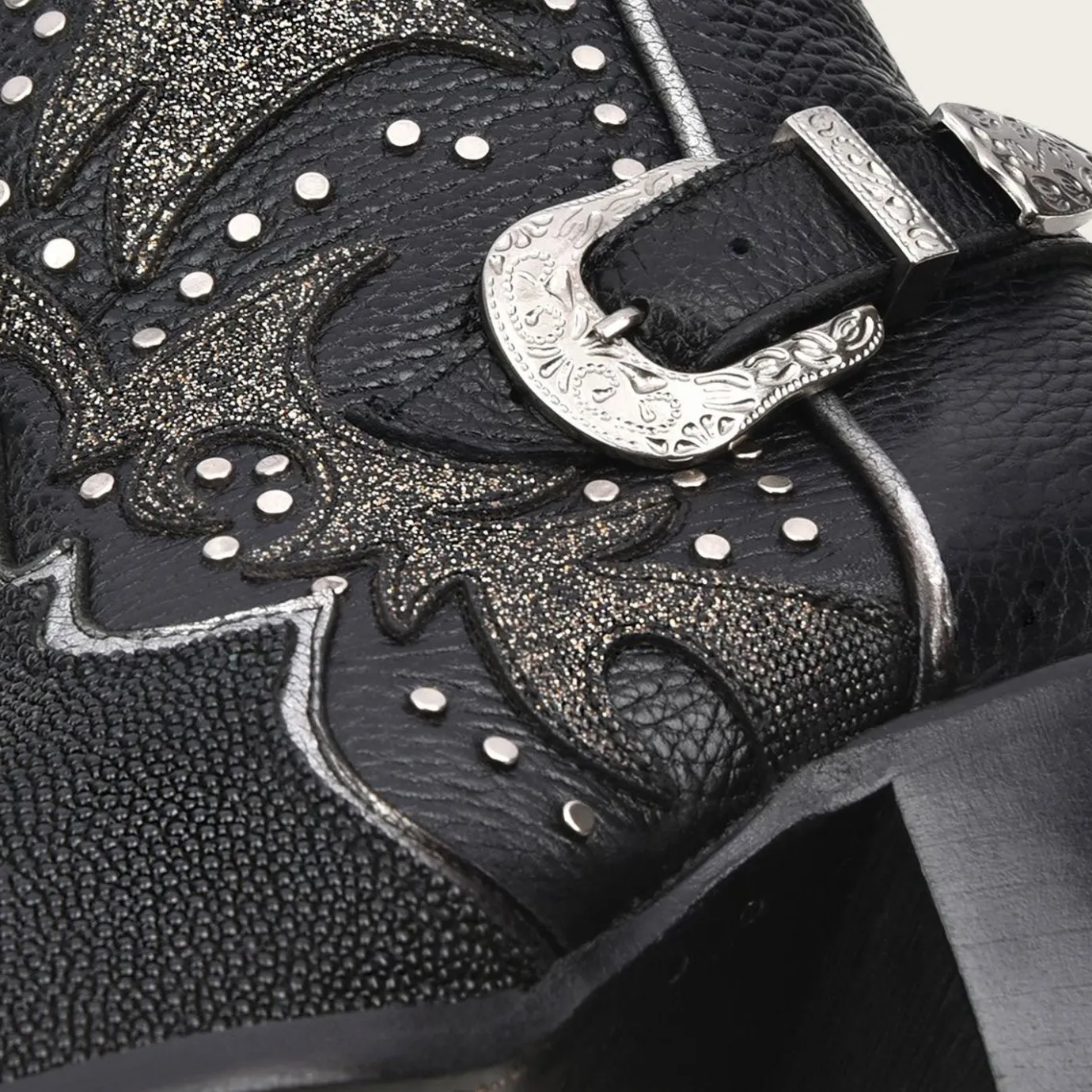 Women Cuadra Ankle Boots & Booties-Black Exotic Leather Booties For Women