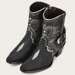 Women Cuadra Ankle Boots & Booties-Black Exotic Leather Booties For Women