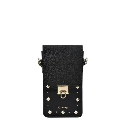 Women Cuadra Crossbody Bags-Black Exotic Leather Cell Phone Bag