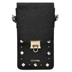 Women Cuadra Crossbody Bags-Black Exotic Leather Cell Phone Bag