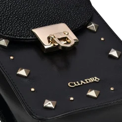 Women Cuadra Crossbody Bags-Black Exotic Leather Cell Phone Bag