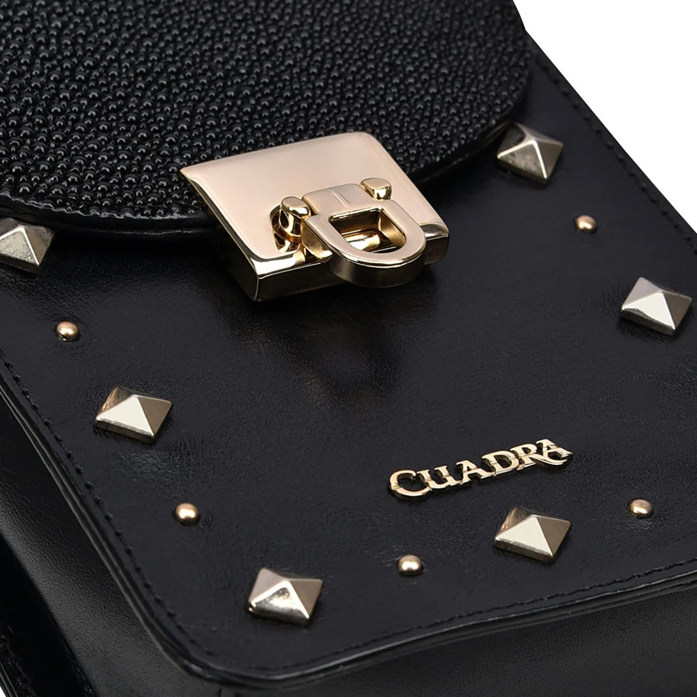 Women Cuadra Crossbody Bags-Black Exotic Leather Cell Phone Bag