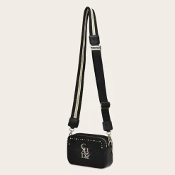 Women Cuadra Crossbody Bags-Black Exotic Leather Crossbody Bag