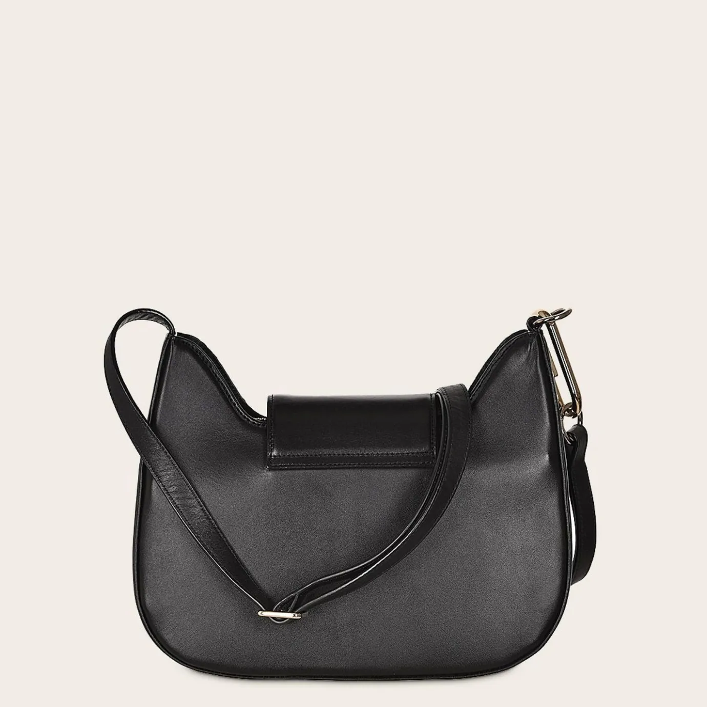 Women Cuadra Crossbody Bags-Black Exotic Leather Shoulder Bag With Handmade Interweaving Detail