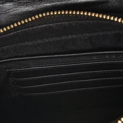 Women Cuadra Crossbody Bags-Black Exotic Leather Shoulder Bag With Handmade Interweaving Detail