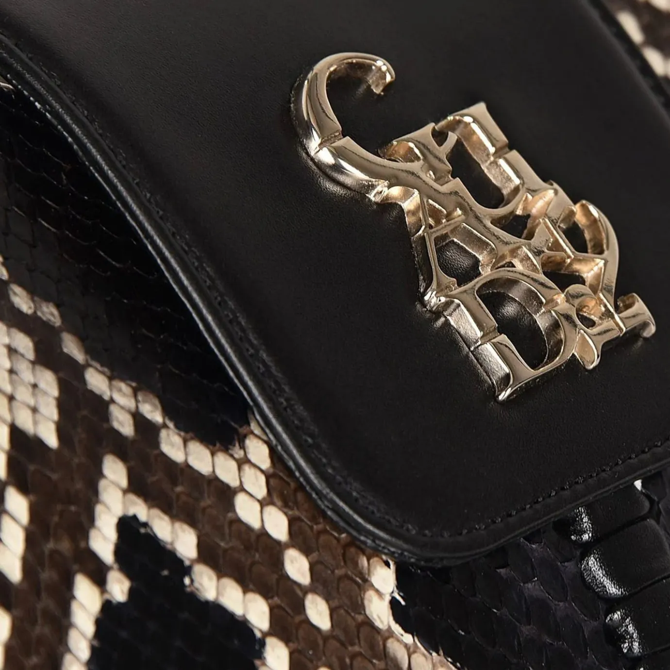 Women Cuadra Crossbody Bags-Black Exotic Leather Shoulder Bag With Handmade Interweaving Detail