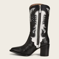Women Cuadra Western Boots-Black Exotic Leather Western Style Boot