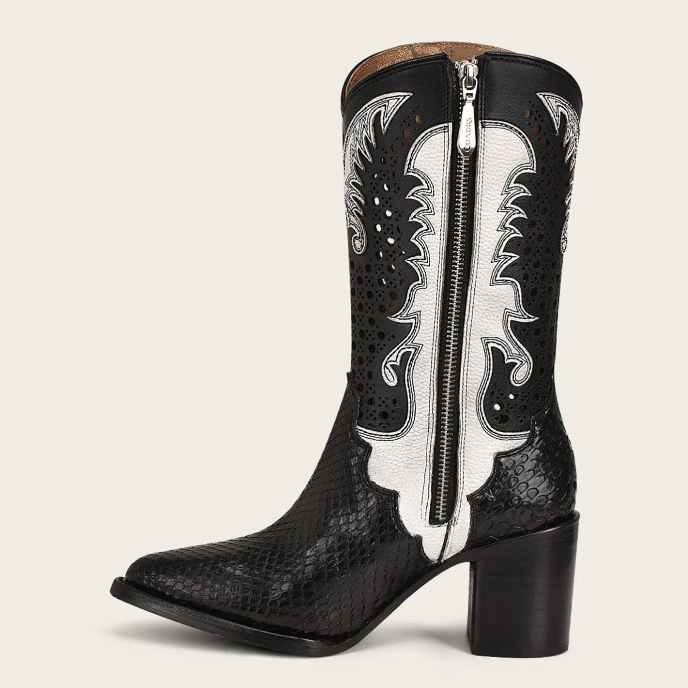 Women Cuadra Western Boots-Black Exotic Leather Western Style Boot