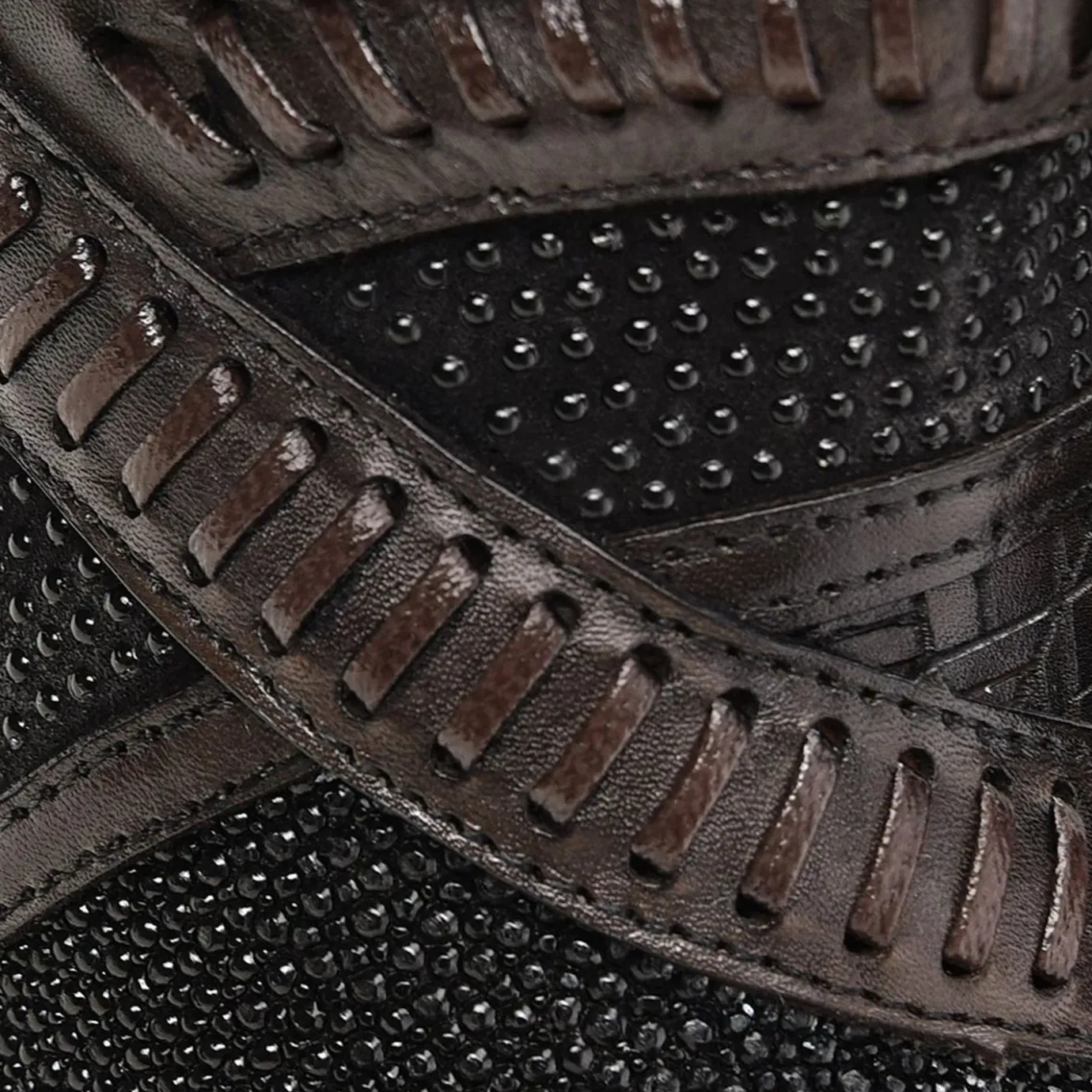 Women Cuadra Tall & Knee-High Boots-Black Exotic Riding Boot With Hand-Woven Details