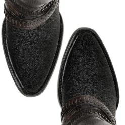 Women Cuadra Tall & Knee-High Boots-Black Exotic Riding Boot With Hand-Woven Details