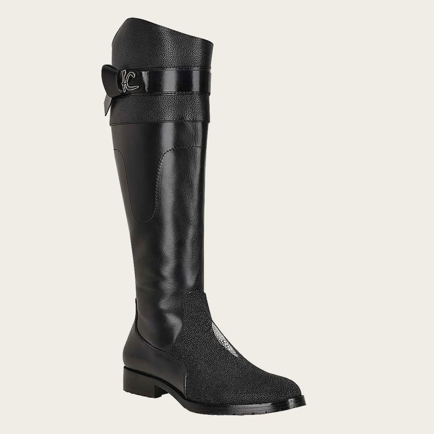 Women Cuadra Tall & Knee-High Boots-Black Exotic Stingray Riding Boot