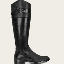 Women Cuadra Tall & Knee-High Boots-Black Exotic Stingray Riding Boot