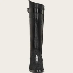 Women Cuadra Tall & Knee-High Boots-Black Exotic Stingray Riding Boot