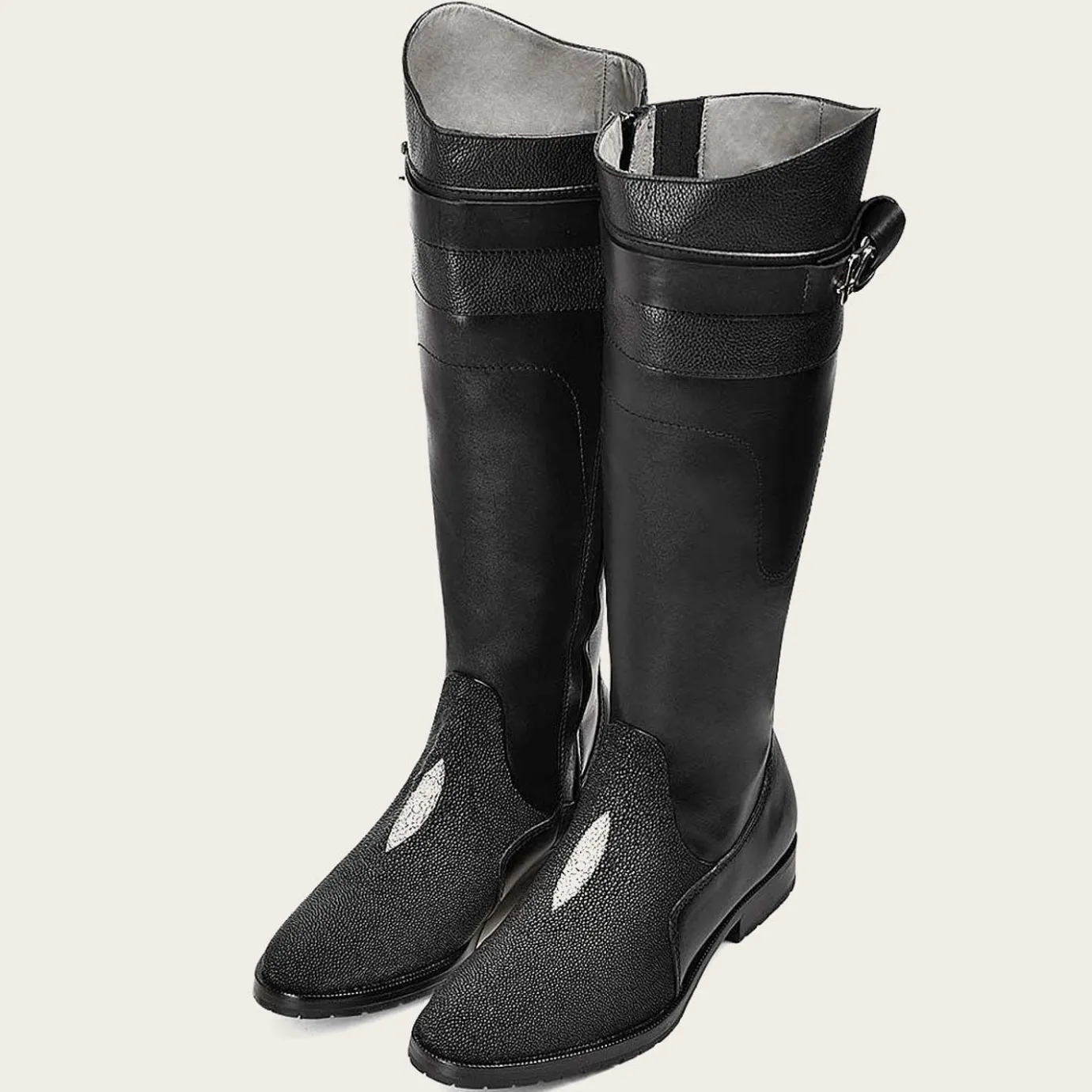 Women Cuadra Tall & Knee-High Boots-Black Exotic Stingray Riding Boot