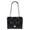 Women Cuadra Crossbody Bags-Black Genuine Exotic Leather Handbag With Chain Strap