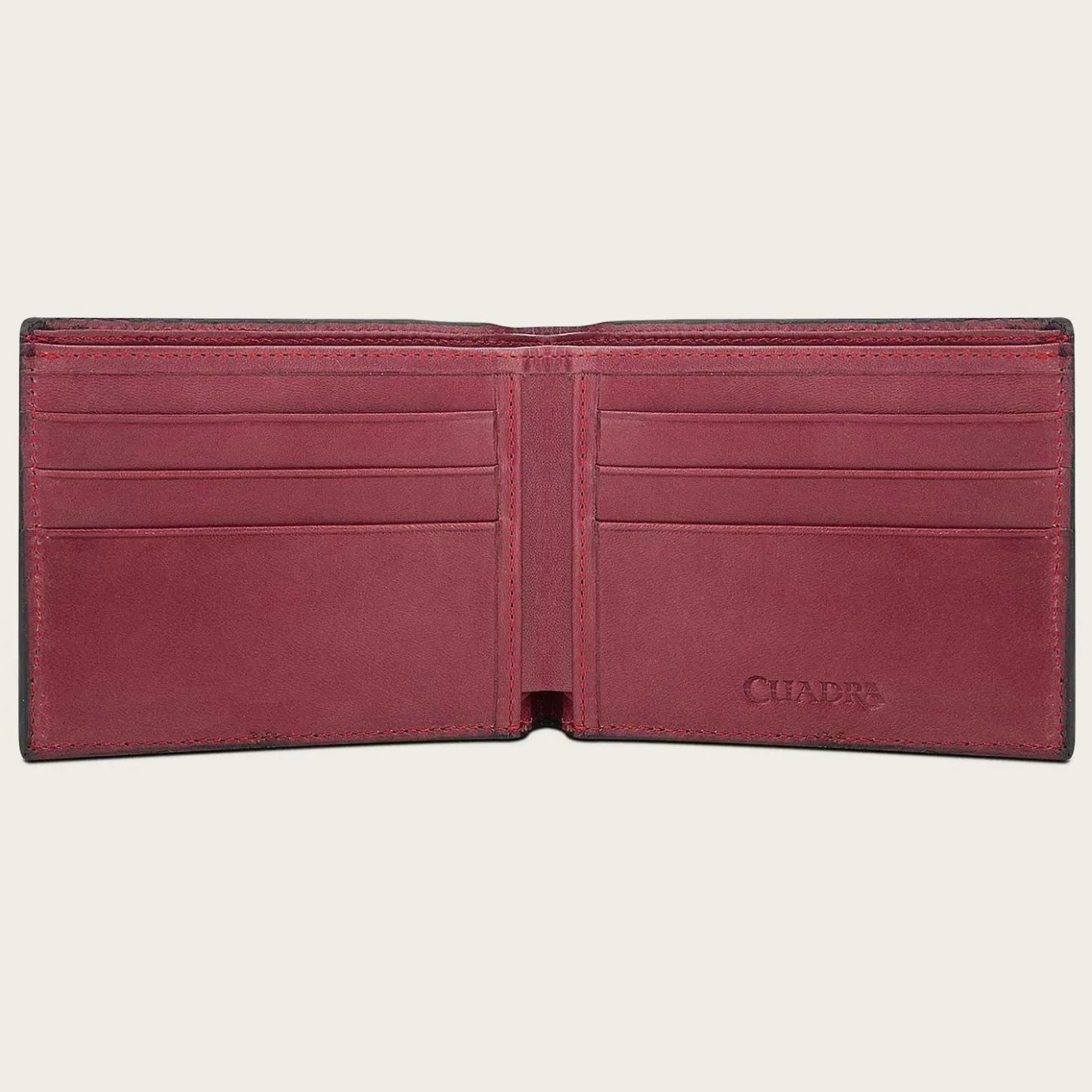 Men Cuadra Wallets-Black Handmade Bifold Deer Leather Wallet