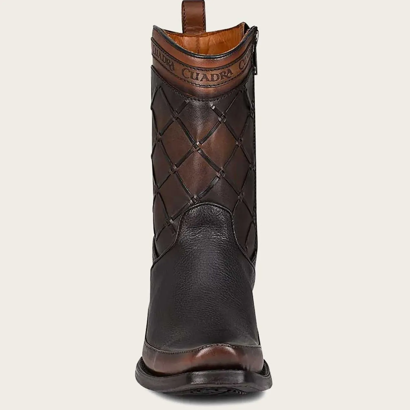 Men Cuadra Urban & Casual Boots-Black Hand-Painted Engraved Leather Boots With Geometric Patterns