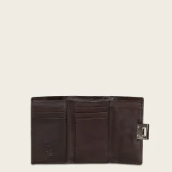 Women Cuadra Wallets-Black High Exotic Leather Trifold Wallet