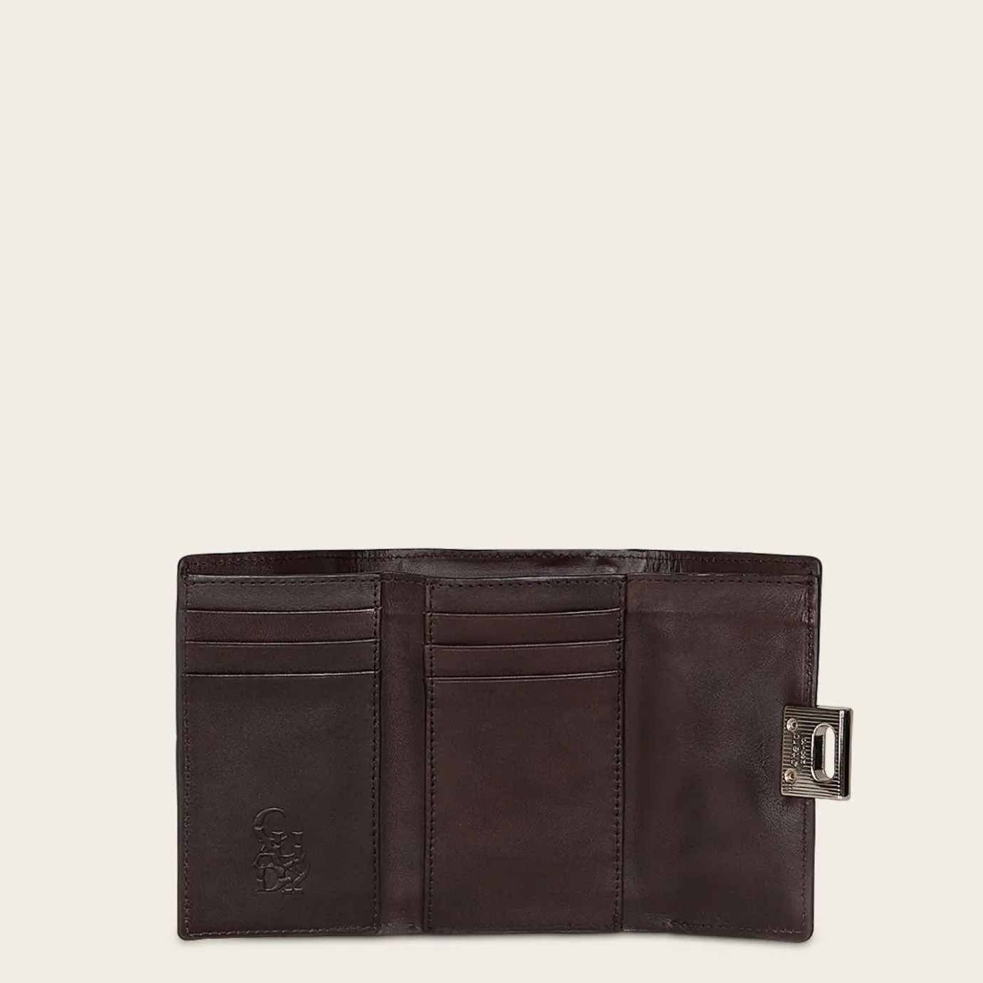 Women Cuadra Wallets-Black High Exotic Leather Trifold Wallet